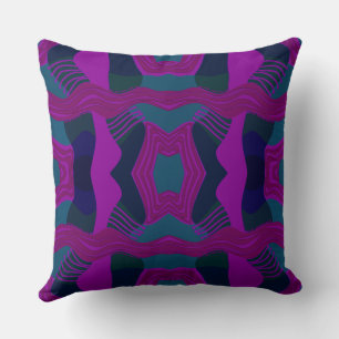 Psychedelic African Patchwork: Teal Magenta Green Cushion