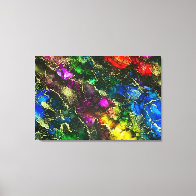 Psychedelic Alcohol Ink Abstract Painting Canvas Print (Front)