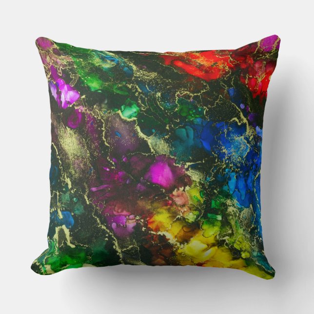 Psychedelic Alcohol Ink Abstract Painting Cushion (Front)