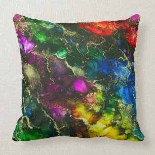 Psychedelic Alcohol Ink Abstract Painting Cushion