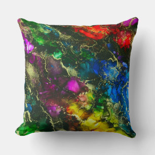 Psychedelic Alcohol Ink Abstract Painting Cushion
