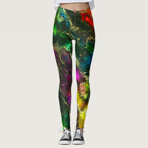 Psychedelic Alcohol Ink Abstract Painting Leggings