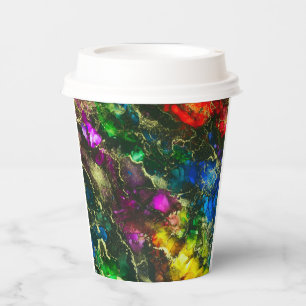 Psychedelic Alcohol Ink Abstract Painting Paper Cups