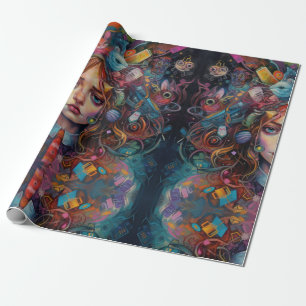 Psychedelic Alice in wonderland Theme Wrapping Paper