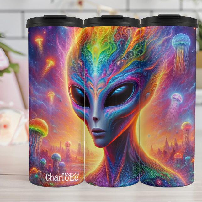 Psychedelic Alien: Cosmic, Vibrant, Surreal Thermal Tumbler (Creator Uploaded)