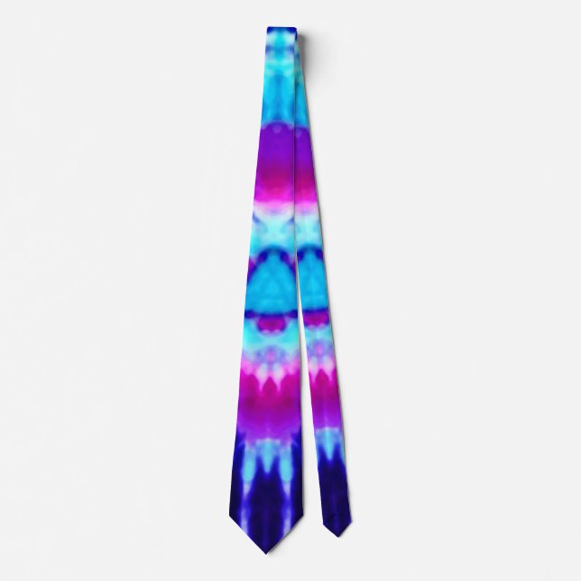 Psychedelic Alien Invasion Tie Dye Satin Tie (Front)