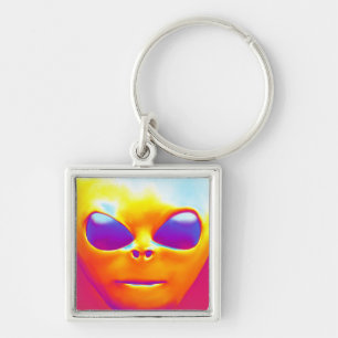 Psychedelic Alien Key Ring