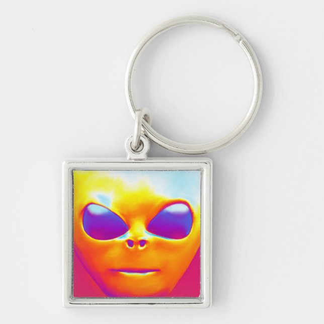 Psychedelic Alien Key Ring (Front)