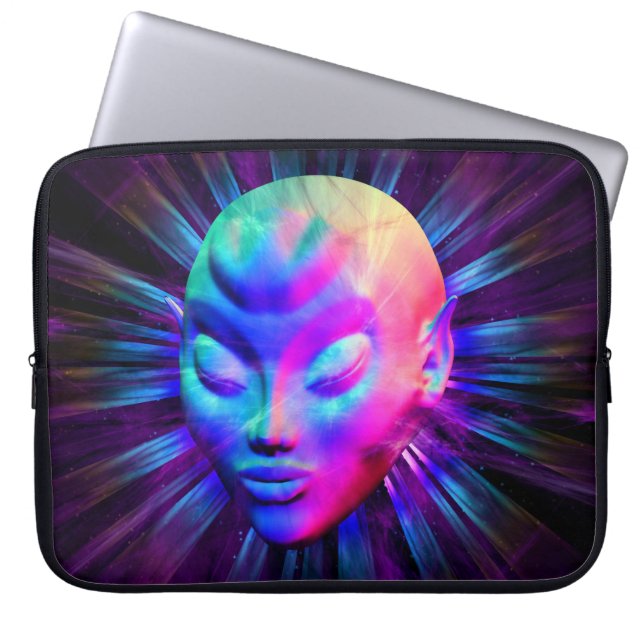 Psychedelic Alien Meditation Laptop Sleeve (Front)