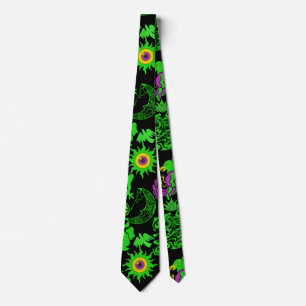 Psychedelic animals pattern Black BG Tie