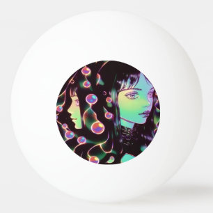 Psychedelic Anime Girl Ping Pong Ball