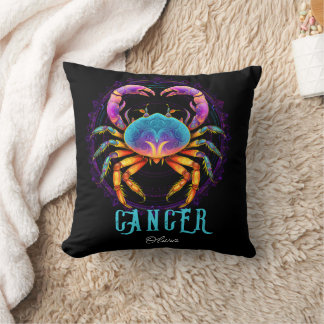Psychedelic Art Cancer Zodiac Name Cushion