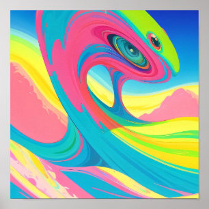 Psychedelic Art Pink Green Poster