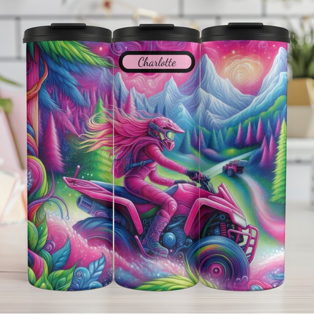 Psychedelic ATV: Vibrant Mountain Ride Thermal Tumbler (Creator Uploaded)