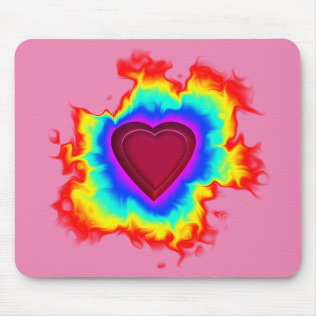 Psychedelic Aura Dual Heart Mouse Pad (Front)