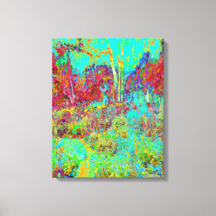 Psychedelic Autumn Gold and Aqua Garden Landscape Canvas Print