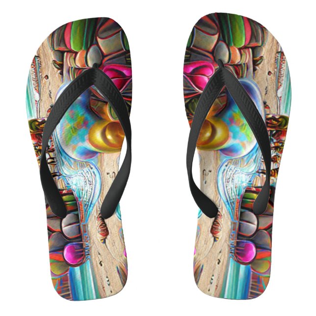Psychedelic Balloons Colourful Created Flip Flops (Footbed)