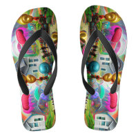 Psychedelic Balloons Colourful Created Flip Flops
