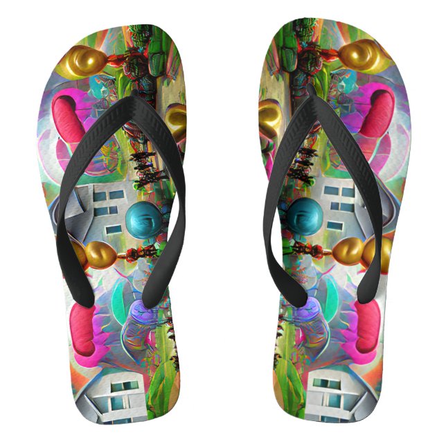 Psychedelic Balloons Colourful Created Flip Flops (Footbed)
