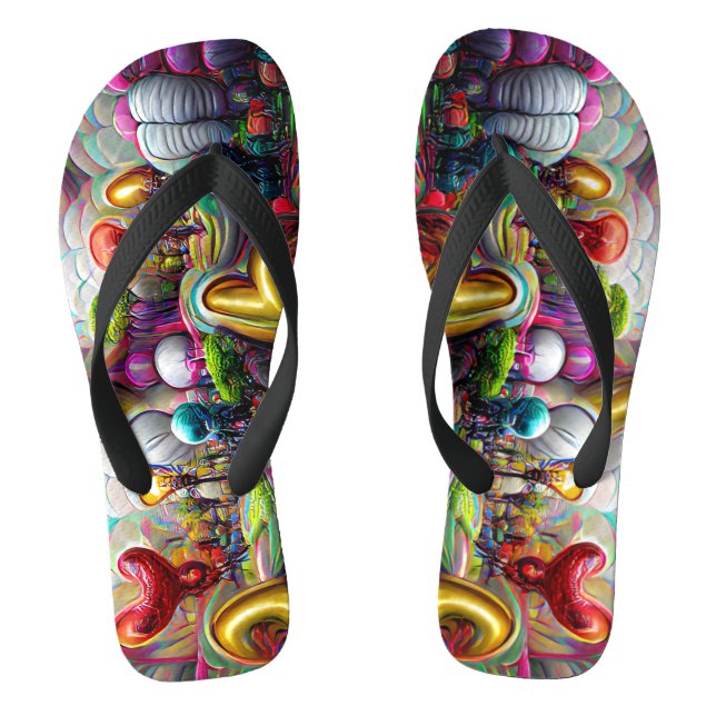 Psychedelic Balloons Colourful Created Flip Flops (Footbed)