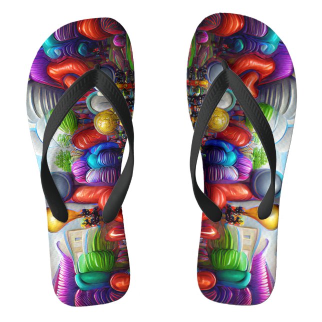 Psychedelic Balloons Colourful Created Flip Flops (Footbed)