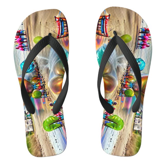 Psychedelic Balloons Colourful Created Flip Flops (Footbed)