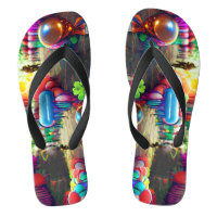 Psychedelic Balloons Colourful Created Flip Flops