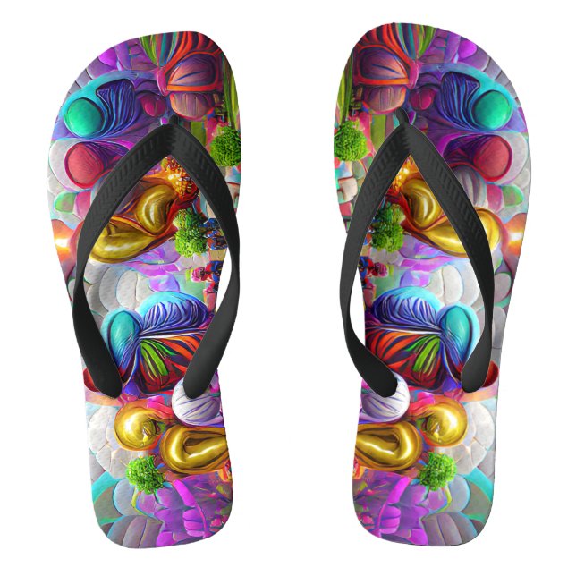 Psychedelic Balloons Colourful Created Flip Flops (Footbed)