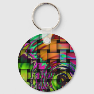 Psychedelic Basket Weave Key Chain