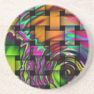 Psychedelic Basket Weave Sandstone Coaster