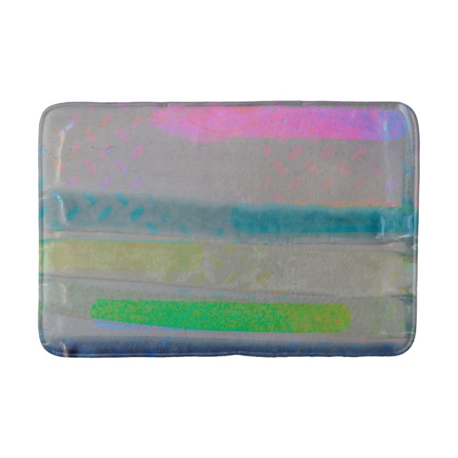 Psychedelic bath mat wet look bright colour stripe (Front)