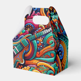 Psychedelic Batik Guitar Art–Colourful Retro Music Favour Box