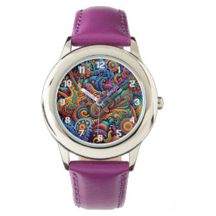 Psychedelic Batik Guitar Art–Colourful Retro Music Watch