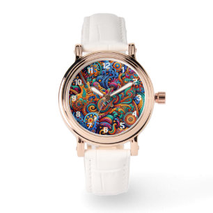 Psychedelic Batik Guitar Art–Colourful Retro Music Watch