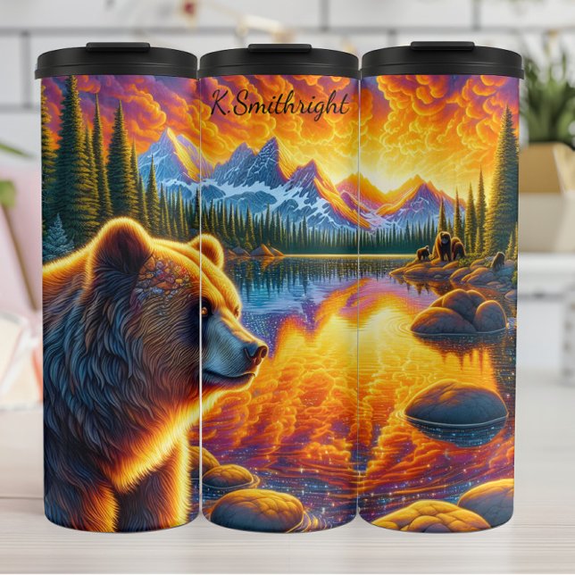 Psychedelic Bear Mountain Lake Sunset Thermal Tumbler (Creator Uploaded)