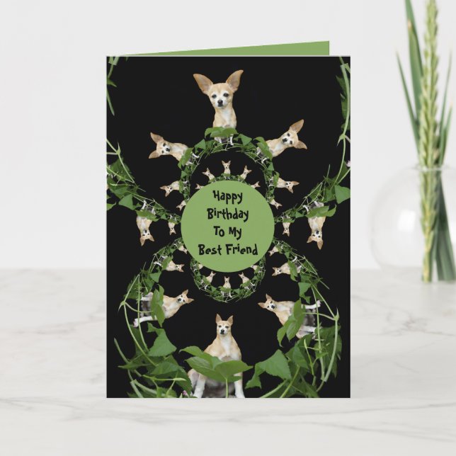 Psychedelic Beige Chihuahua Humourous Birthday Card (Front)