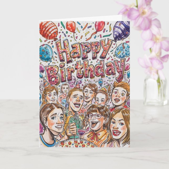 psychedelic birthday card (Orchid)