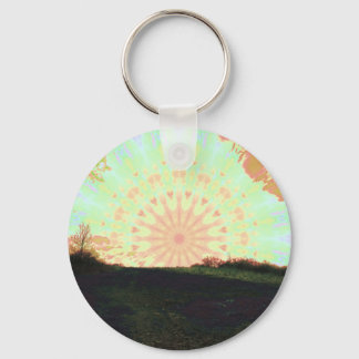 Psychedelic, Blissful Sunset Hill Keychain