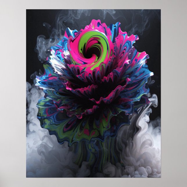 Psychedelic Blooming Design Wall Poster (Front)