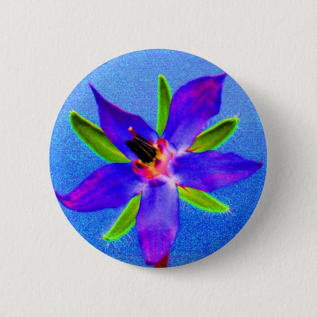 Psychedelic Borage 6 Cm Round Badge (Front)