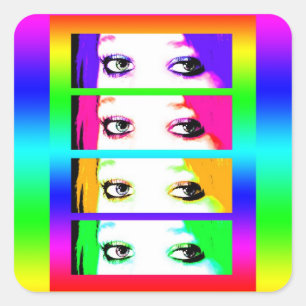 Psychedelic Bright Eyes Square Sticker