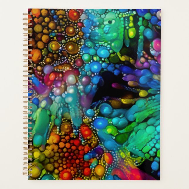 Psychedelic Bubble Burst Abstract Daisies  Planner (Front)