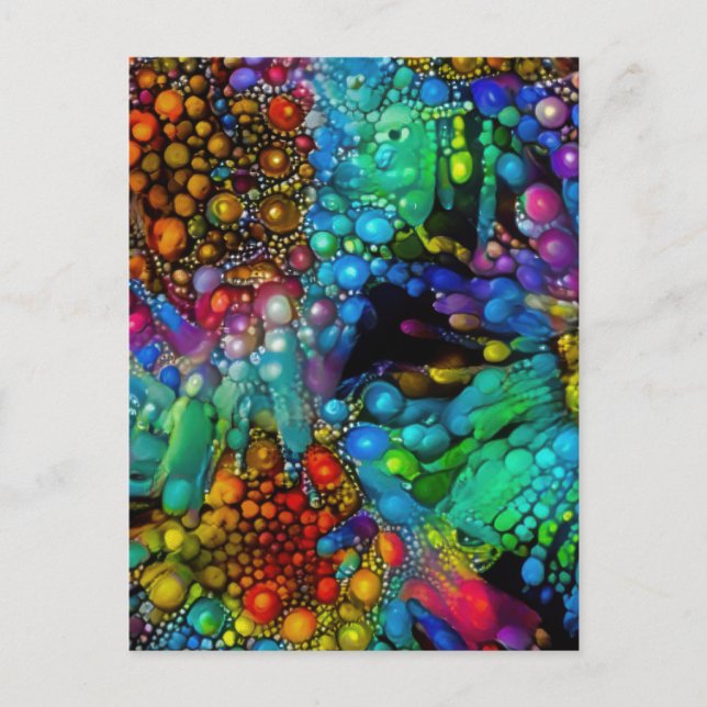 Psychedelic Bubble Burst Abstract Daisies  Postcard (Front)
