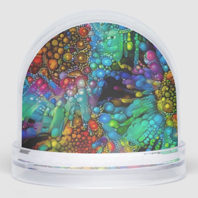 Psychedelic Bubble Burst Abstract Daisies  Snowglobe (Front)