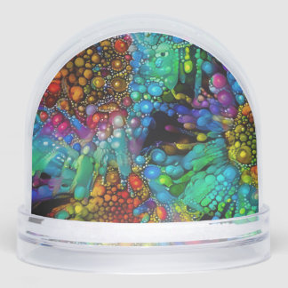 Psychedelic Bubble Burst Abstract Daisies Snowglobe