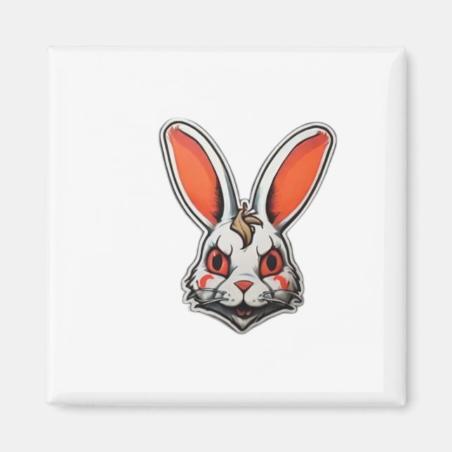 Psychedelic Bunny psycho classic  Magnet (Front)