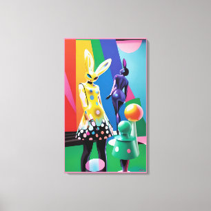 Psychedelic Bunny World Canvas Print