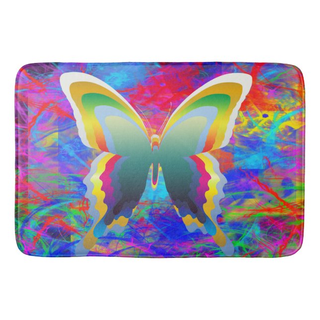Psychedelic Butterflies Bath Mat (Front)