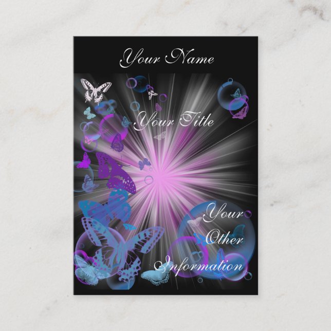 psychedelic butterflies business card template (Front)