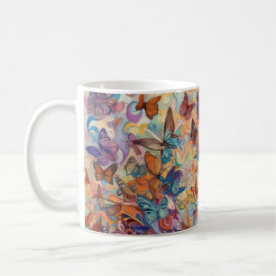 Psychedelic butterflies flowers colourful energeti coffee mug